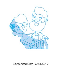 silhouette happy couple together and romantic celebration