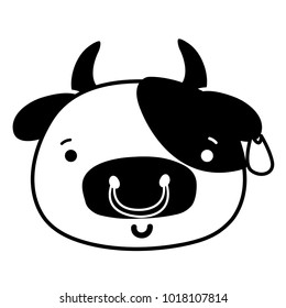 silhouette happy cow head wild animal