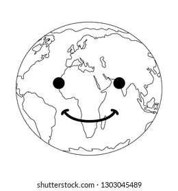 Silhouette of a happy earth planet image. Vector illustration design