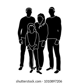 silhouette happy family