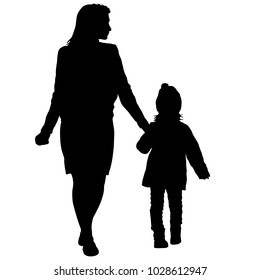 Silhouette of happy family on a white background.