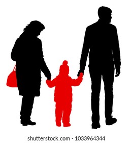 Silhouette of happy family on a white background.