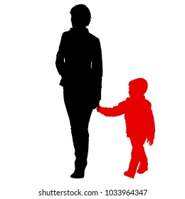 Silhouette of happy family on a white background.