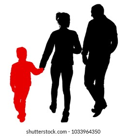 Silhouette of happy family on a white background.