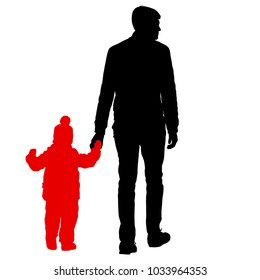 Silhouette of happy family on a white background.