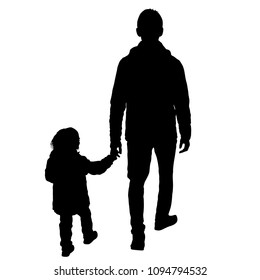 Silhouette of happy family on a white background