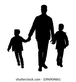 Silhouette of happy family on a white background