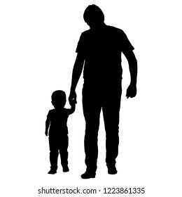Silhouette of happy family on a white background