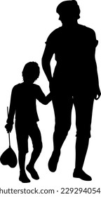 Silhouette of happy family on a white background.