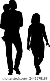 Silhouette of happy family on a white background.