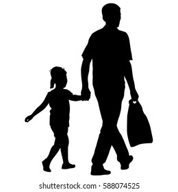 Silhouette of happy family on a white background