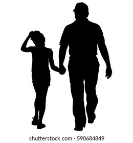 Silhouette of happy family on a white background
