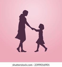 Silhouette of happy family parents mother and Daughter ,child , baby , kids on a white background 