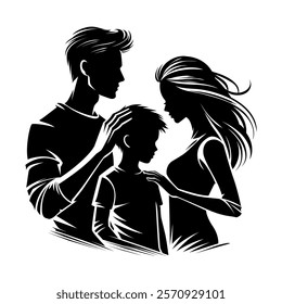 Silhouette of happy family vector. Element design for poster, business advertising, backdrop, banner. Eps 10