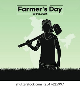 Silhouette of Happy Farmers Day creative Concept