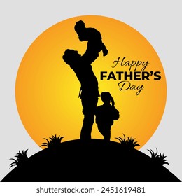 Silhouette happy father's day vector illustration