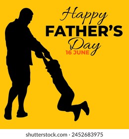 Silhouette happy father's day vector illustration