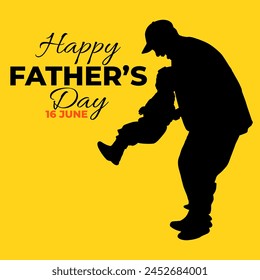 Silhouette happy father's day vector illustration