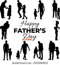 Silhouette happy father's day vector illustration