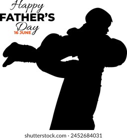 Silhouette happy father's day vector illustration