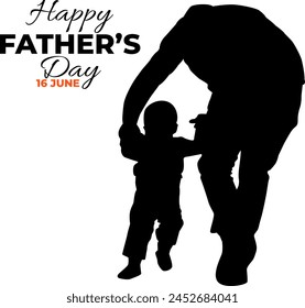 Silhouette happy father's day vector illustration