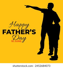 Silhouette happy father's day vector illustration