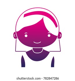 silhouette happy girl with hairstyle and headband design