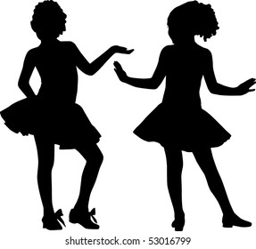 Silhouette happy girls, vector, small girls enjoy