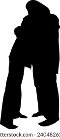 silhouette happy hug day vector