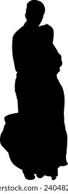 silhouette happy hug day vector
