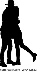 silhouette happy hug day vector