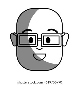 silhouette happy man with bald head and glasses