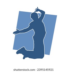 Silhouette of a happy man in jumping pose celebration