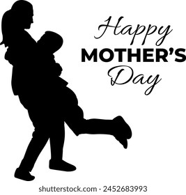 Silhouette happy mother's day vector illustration