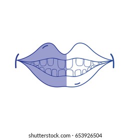 silhouette happy mouth with teeth design icon