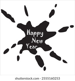 silhouette happy new year fireworks with white background vector