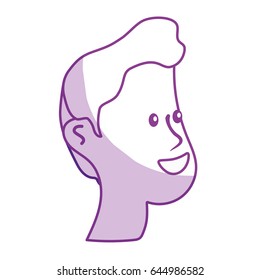 silhouette happy and nice head man with hairstyle