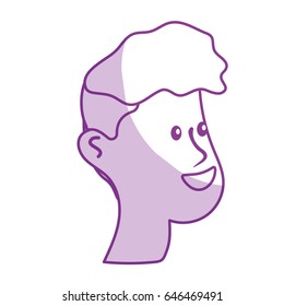 silhouette happy and nice head man with hairstyle