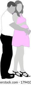 Silhouette Happy pregnant woman and her husband