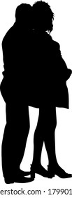 Silhouette Happy pregnant woman and her husband