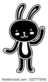 silhouette happy rabbit cartoon cute animal