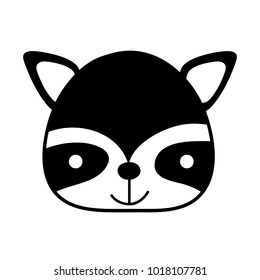 silhouette happy raccoon head wild animal