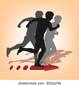 Silhouette of happy runner