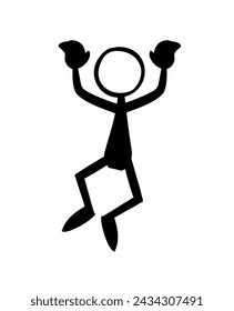 Silhouette of a happy stick man. Silhouette vector illustration.