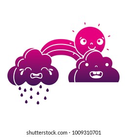 silhouette happy sun and surprised cloud kawaii