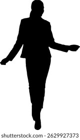 Silhouette of a happy woman