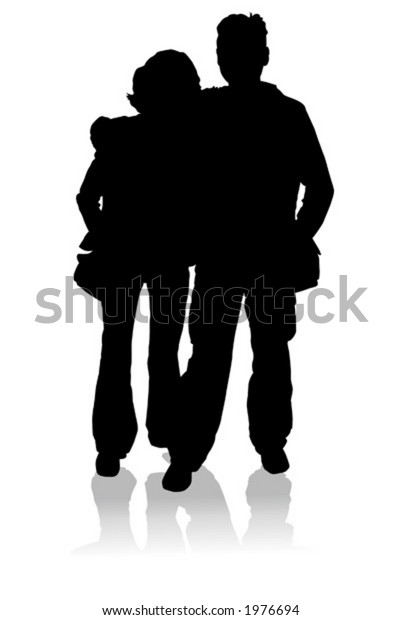 Silhouette Happy Young Family Vector Illustration Stock Vector (Royalty ...