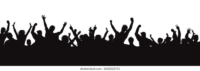 Silhouette happy young group party people together dancing, cheering crowd dance to the music at musical concert, People silhouette dancing