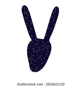 Silhouette of a hare head with constellations on a white background. Symbol of Chinese New Year 2023. Lunar calendar