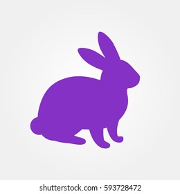 Silhouette Of Hare. Purple Bunny Silhouette On A White Background.